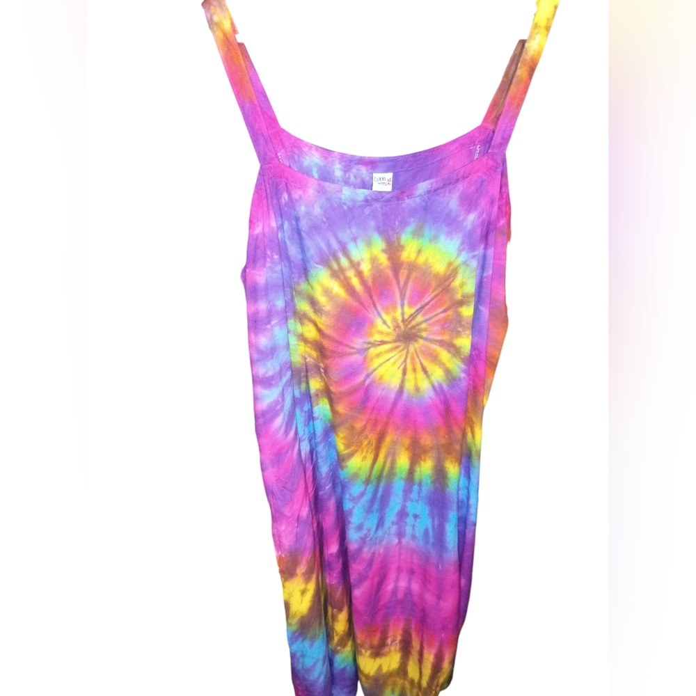 Tie Dye Dress Size XXL 100% Rayon Made In Thailand Wrap Maxi Dress